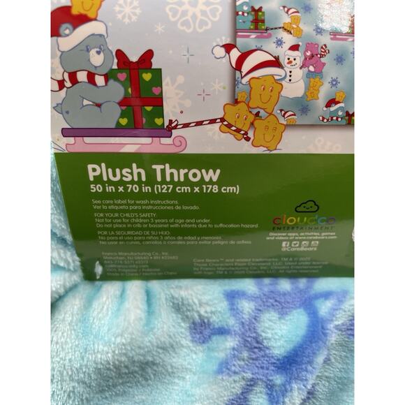 Care Bears Christmas Blanket Throw BLUE 50 IN x 70 In VIRAL NWT Snowman Holiday - Picture 5 of 6